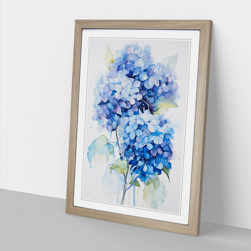 Hydrangea Gestural No.2 - Framed Print, 46cm H x 34cm W x 2cm D, Oak