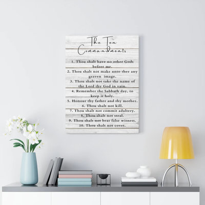 Ten Commandments White - Wrapped Canvas Print
