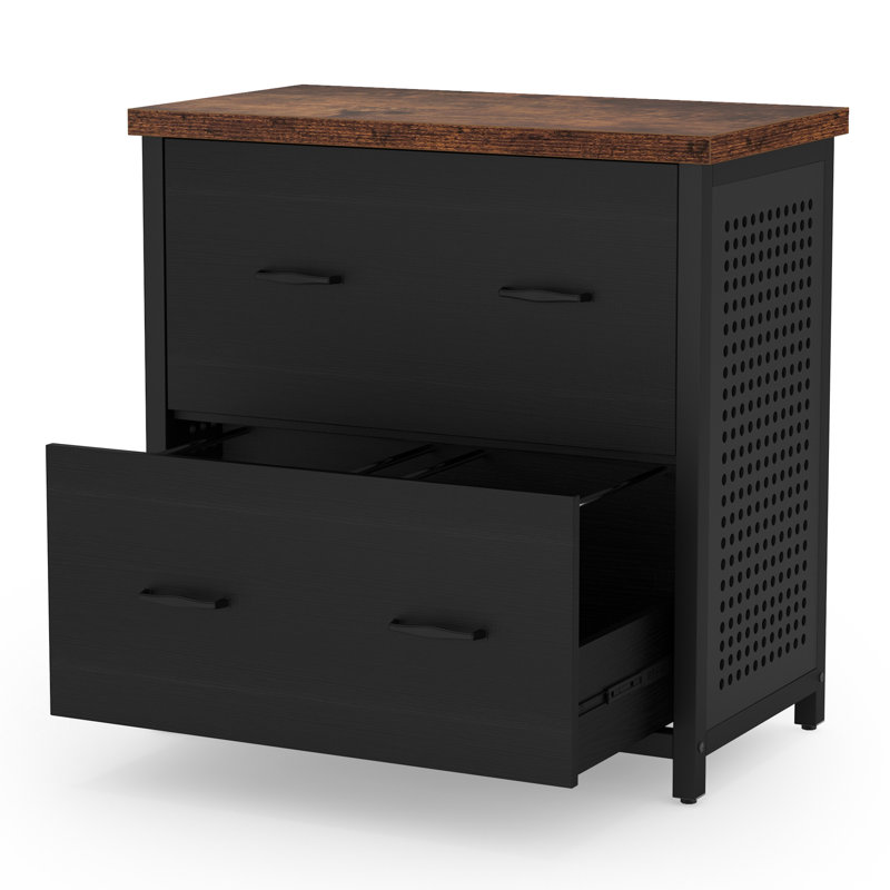 78cm Wide 2 -Drawer File Cabinet, Black/Brown