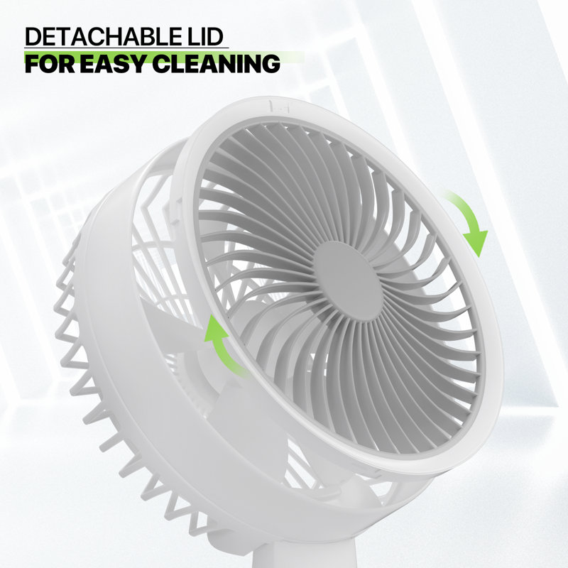 Bring Home Furniture Home and Kitchen 10" USB Desktop Fan Rechargeable Foldable Wall-Mounted Cooling Fan with LED Night Light and 4-Speed Adjustable Airflow