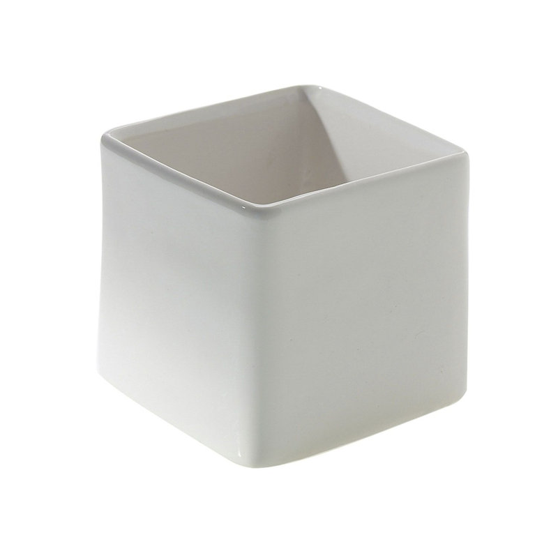 Pot à fleurs en céramique Demetria, Blanc, H 4,75 po x l 4,75 po x P 4,75 po