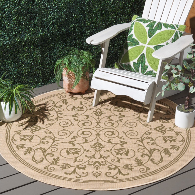 Galena Performance Floral Indoor/Outdoor Area Rug, Round 5'3"
