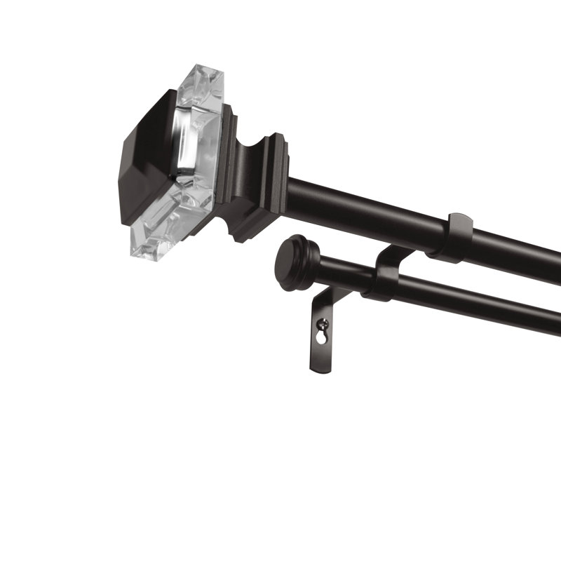 Ensemble de tringle à rideaux double et fleuron Sunnydale, H 2,75 po x l 72 po x P 2,95 po, Argenté mat