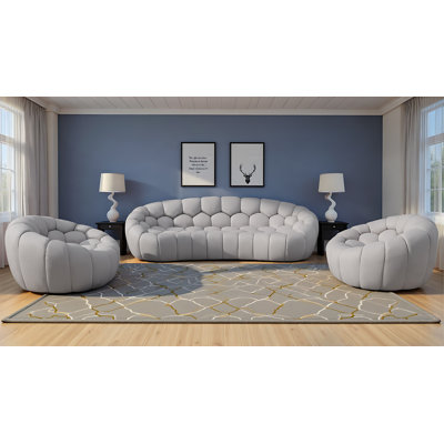 Yocelyn 3 Piece Curved Living Room Set by Orren Ellis