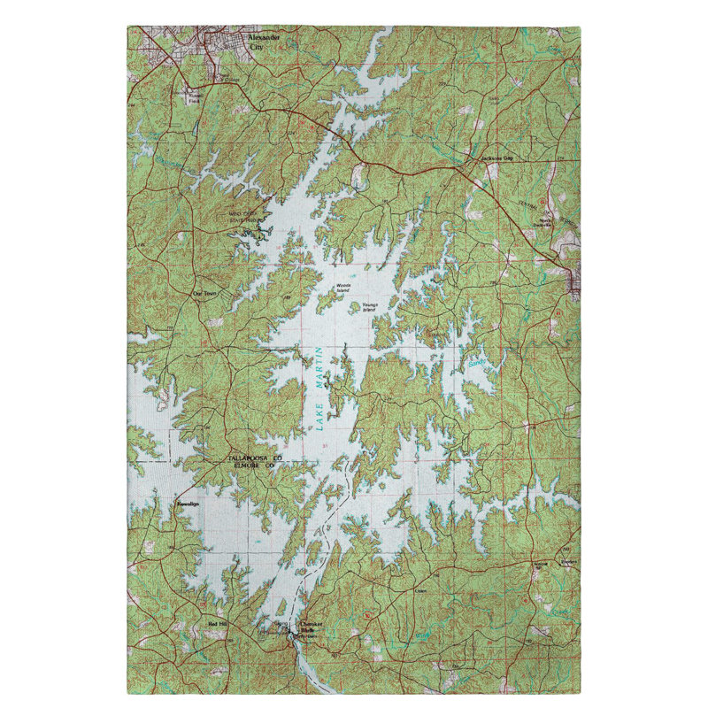 Serviette nautique à main avec carte nautique lake martin Roundhay
