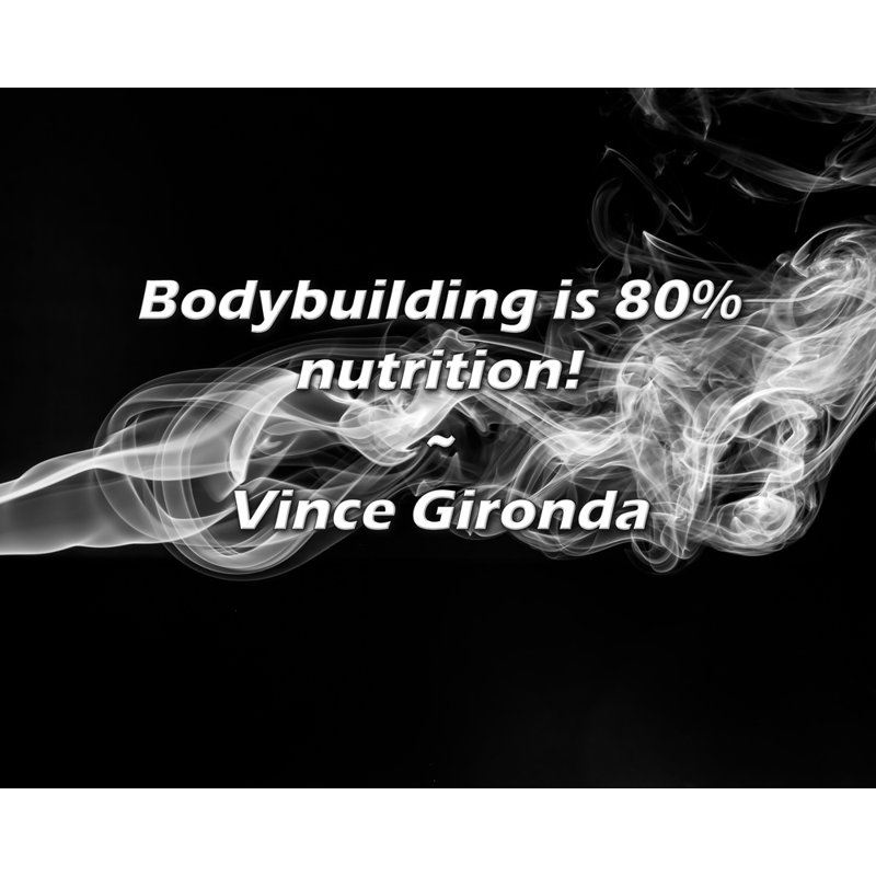 Vince Gironda Quote: Bodybuilding is 80% nutrition!, 20" H x 24" W
