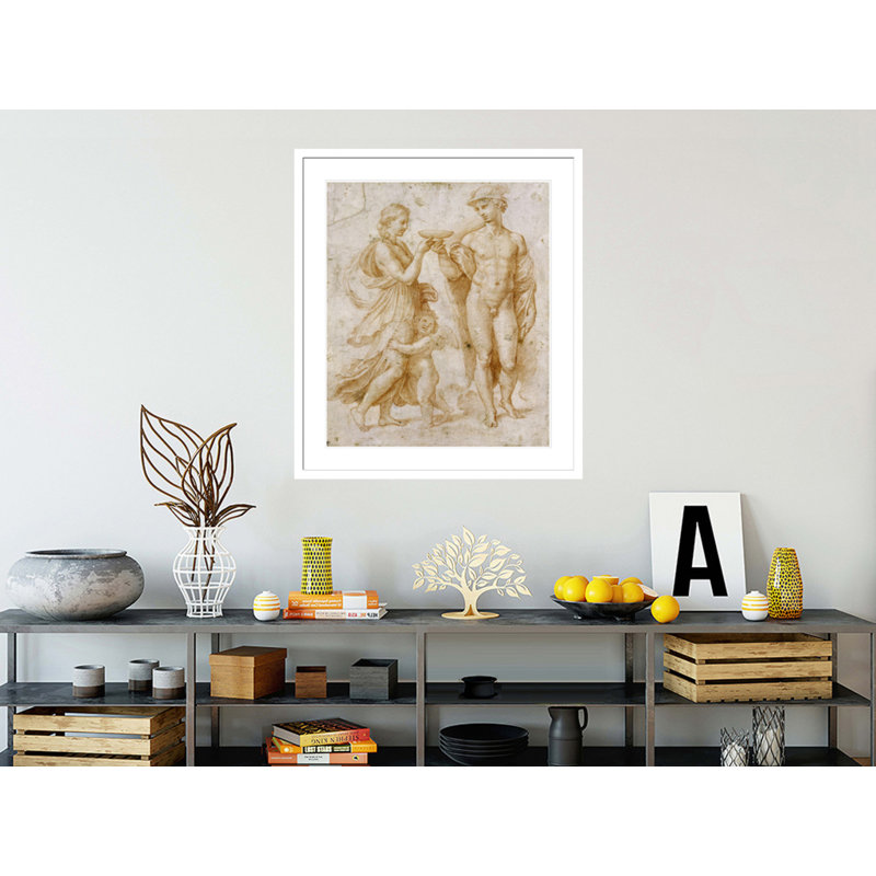 Mercury Offrant la coupe de l'Immortalité à Psyché par Raphael - Impression Giclée encadrée, H 38,44 po x l 33,5 po