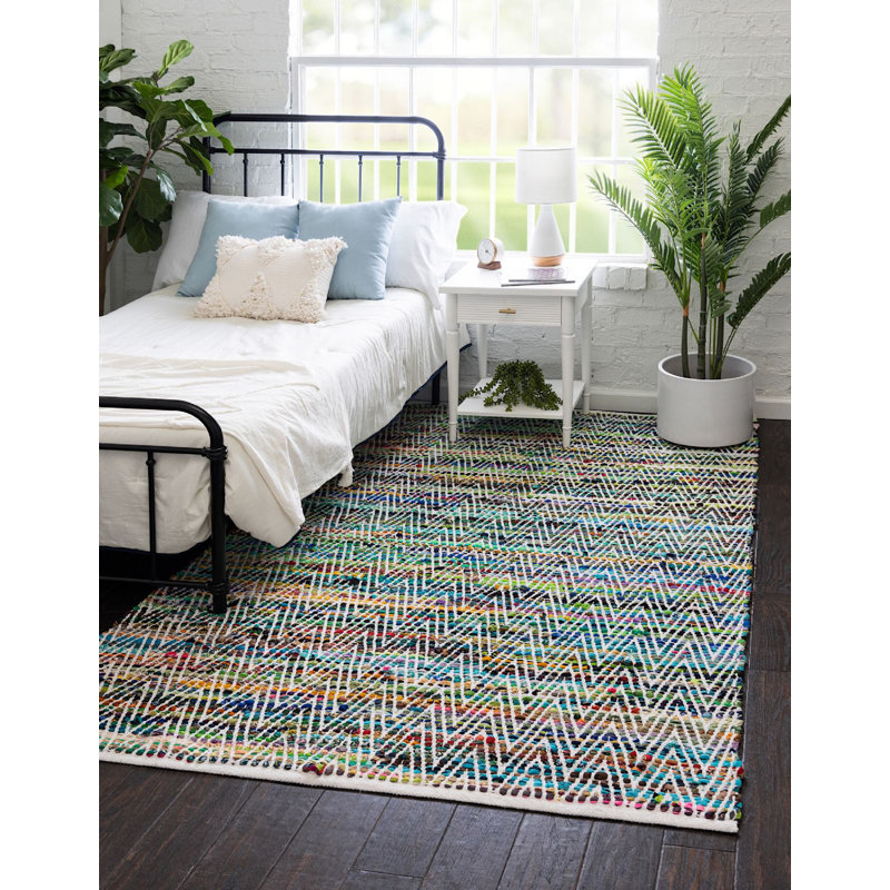 Cotton Abstract Indoor Rug, Rectangle 10' x 14'