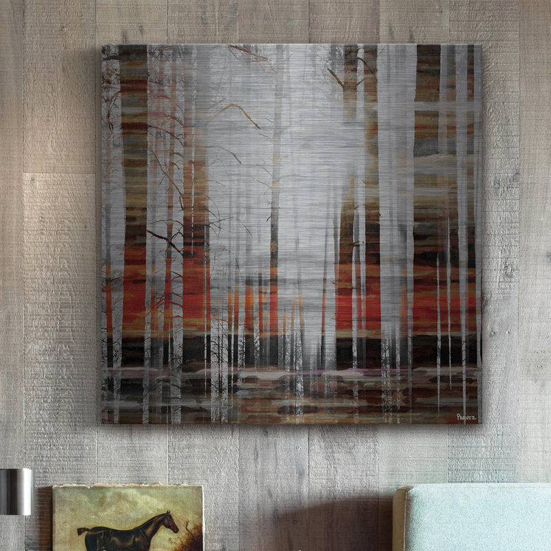 «Sunlight Through The Trunks» par Parvez Taj - reproduction sur métal, H 12 po x l 12 po x P 1,5 po