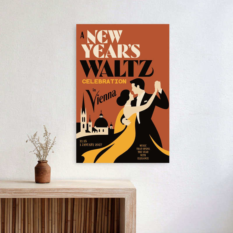 «New Year's Vienna Waltz Classic Elegant Retro Architecture City», art mural, 24" H x 16" W