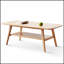 Table basse en bois massif avec tablette de rangement, facile à monter, chêne naturel, idéale pour le travail et les études à domicile, 80 x 50 x 44 cm