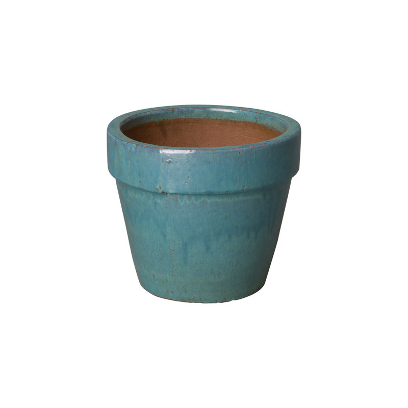 Pot à fleur en argile Divina, H 12 po x l 14 po x P 14 po, Bleu sarcelle