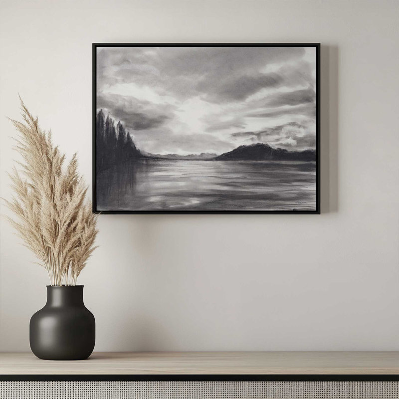 «Misty Lake» par Molly Mattin, reproduction d'art, Framed Canvas, Brown, 48 W x 36 H