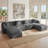 143" Sectional Couches For Living Room, Convertible U-shape Boneless Couch With Movable 2 Ottomans, 4 Seater Cloud Couch, Deep Comfy Sleeper Sofa Bed Floor Couch, Grey-1123598471