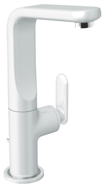 Veris Single Handle Wall Mounted Bathroom Faucet, Moon White