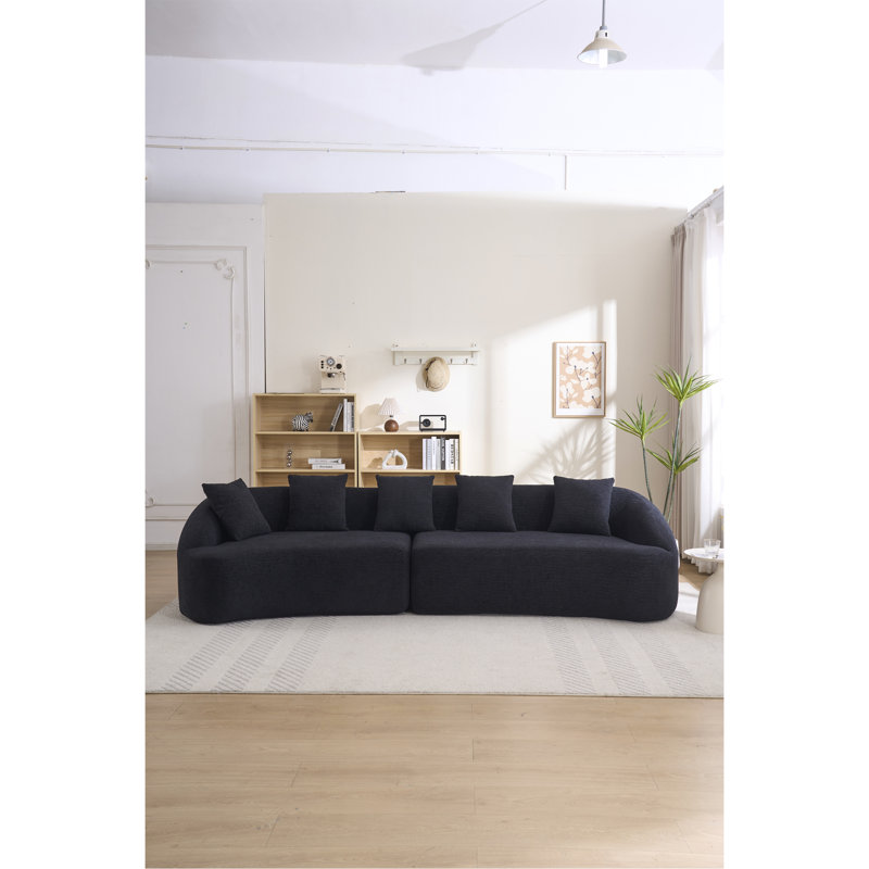 Canapé modulaire incurvé à compression noir modulaire 30D, chenille haute densité en chenille pour appartement, salon