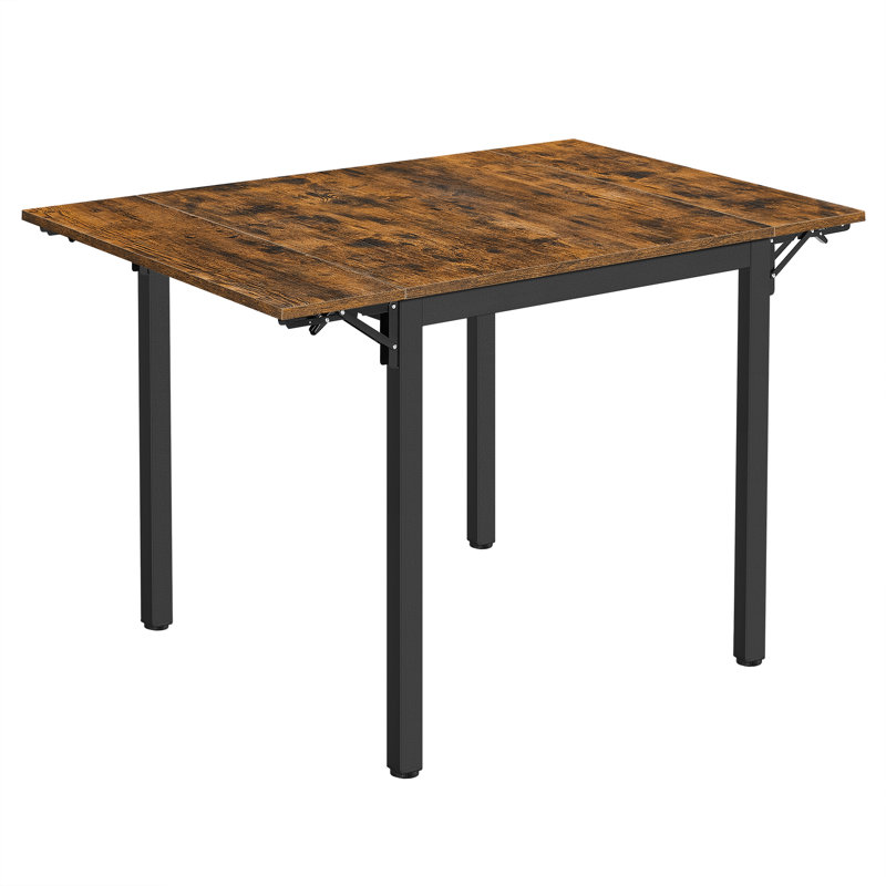 Brimmer Metal Base Dining Table, Rustic Brown, Black
