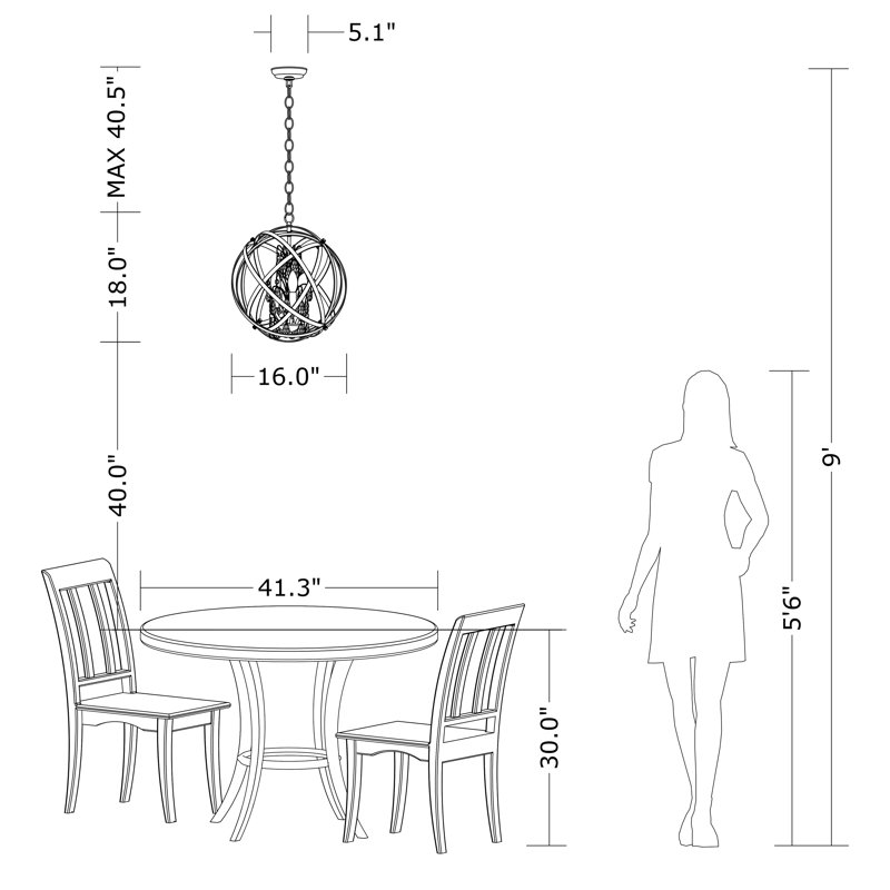 Zellner 4 - Light 16" Unique Globe Chandelier with Crystal Accents, Silver