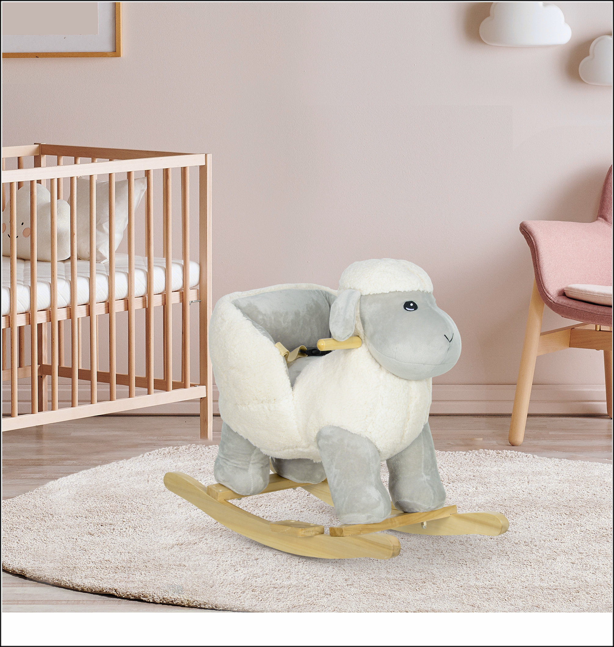 Harper Orchard Qaba Baby Rocking Horse Sheep, Plush Lamb Rocker ...