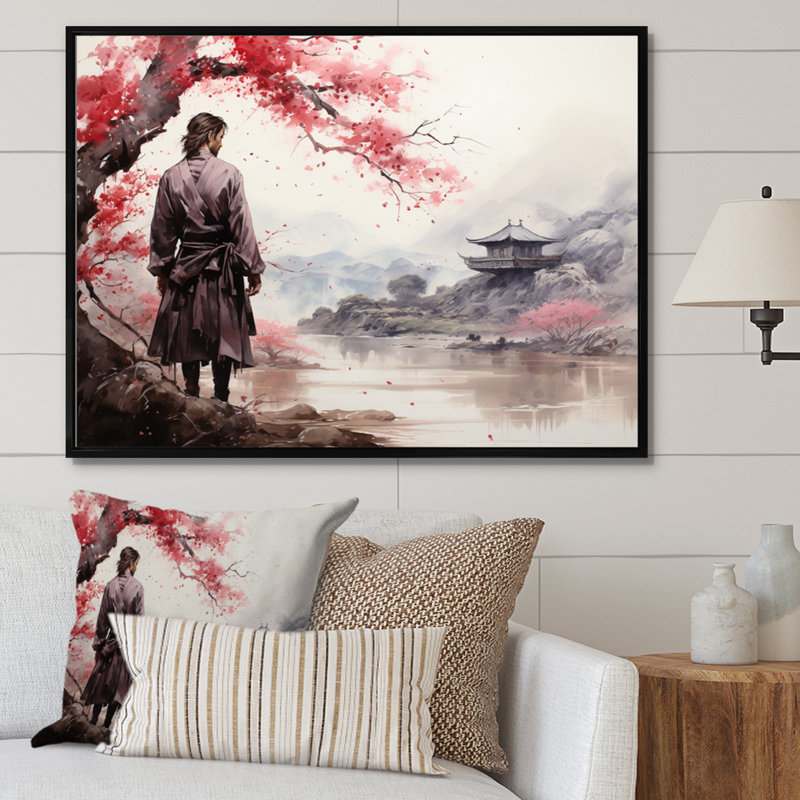 Asian Art Samurais Resolve III - impression, Cadre flottant noir, H 34 po x l 44 po x P 1,5 po