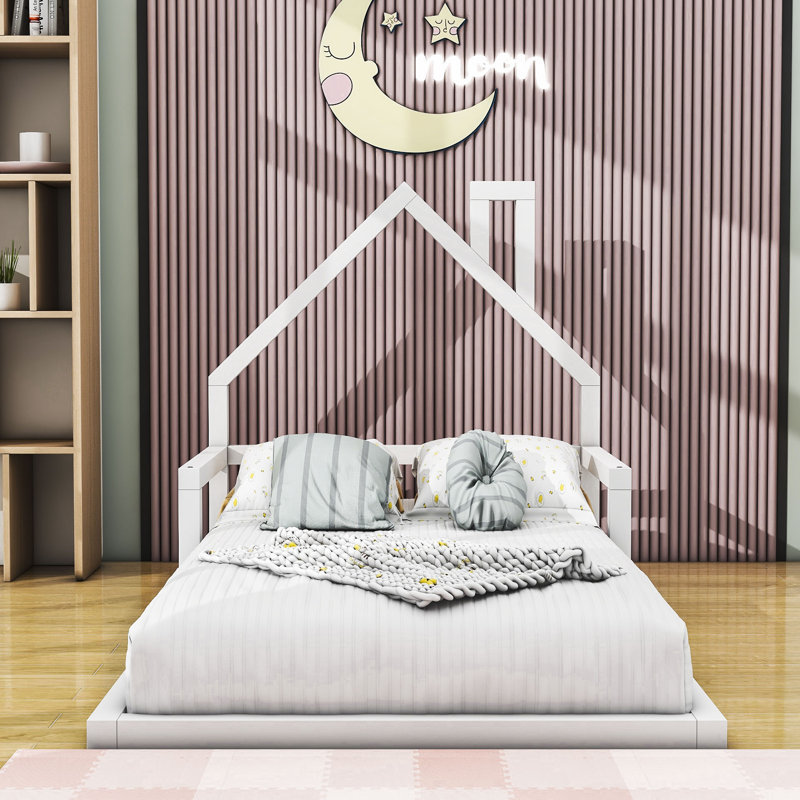 Lage Twin Platforms Bed with Slats, White