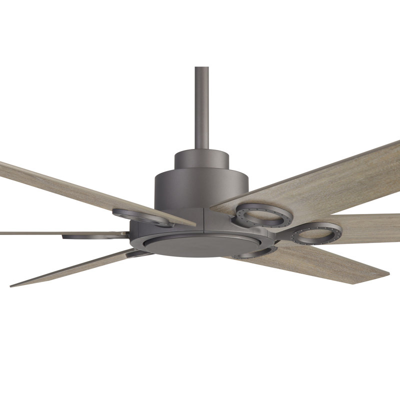 Ventilateur de plafond 64 po à 6 pales avec moteur à courant continu et réversible avec télécommande, Gris, Gris