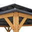 Sunjoy 3.9m x 4.5m Cedar Wooden Gazebo with Ventilated Roof, Dual Rail System & Ceiling Hook, Anthracite – Sturdy Garden HardTop Pavilion for Outdoor Patio, Backyard, and Garden