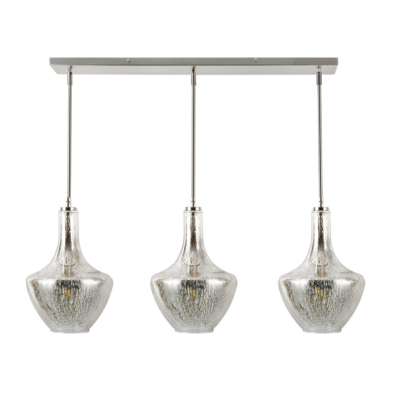 Cammie 3 - Light Kitchen Island Pendant, Smokey, Satin Nickel