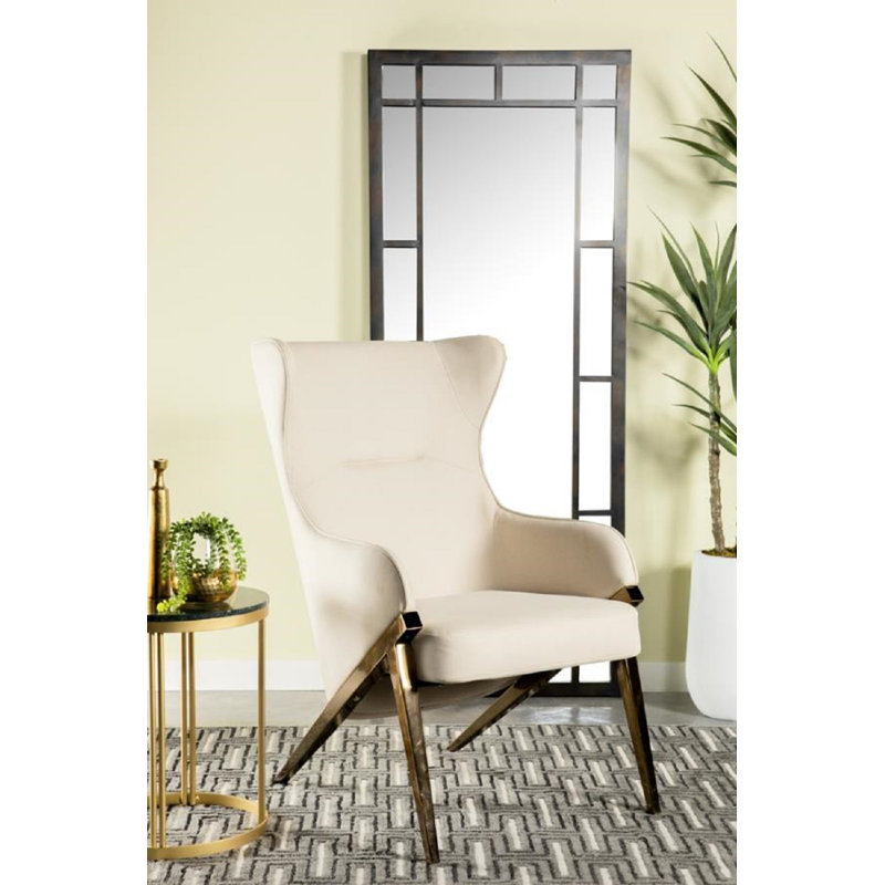 Abdelhadi Faux Leather Armchair, Abdelhadi Cream Faux Leather