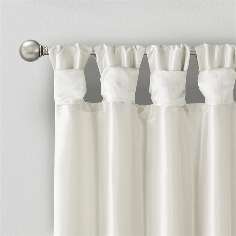Twist Tab Lined Window Curtain Panel, White, 50" W x 84" L