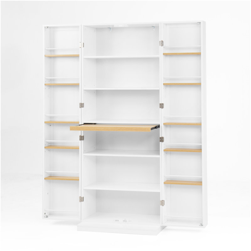 Garde-manger blanc avec portes et tablettes réglables Buffet autoportant pour cuisine, salon et salle à manger