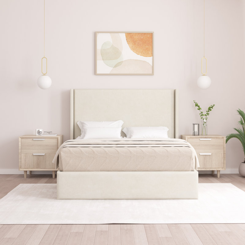 Boiko Upholstered Ottoman Storage Bed, Cream, Single (3')