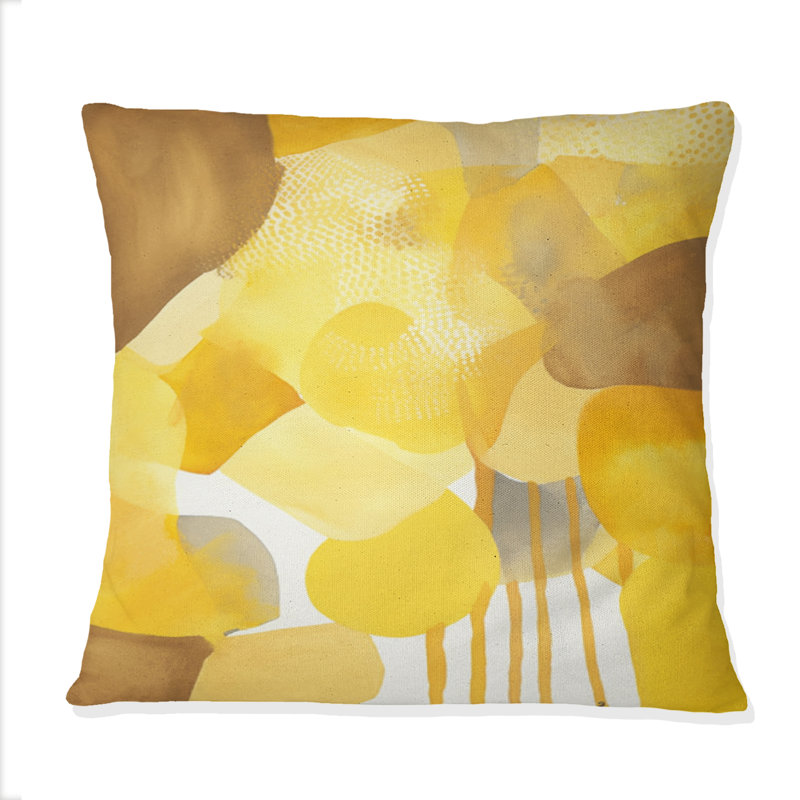 Coussin décoratif moutarde jaune avec aquarelle rétro IV