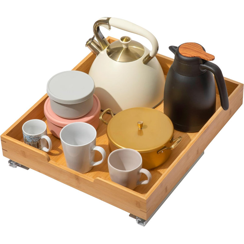 Organisateur de bureau en bambou avec rails coulissants en métal épais, H 4 po x l 17 po x P 20 po