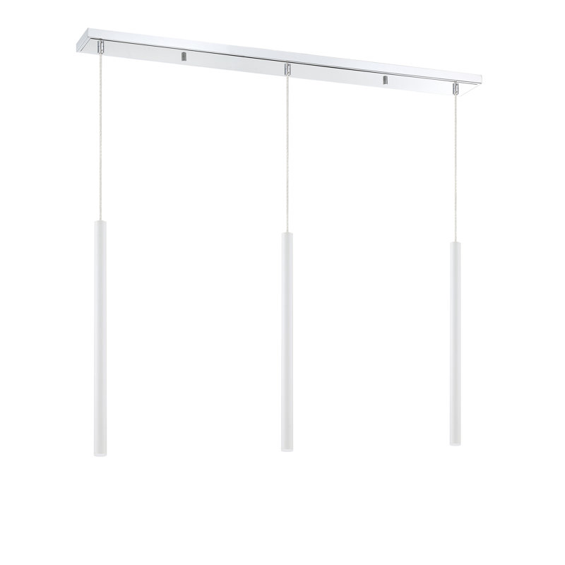 Luminaire suspendu linéaire à 3 lumières pour îlot de cuisine Bowning, Nickel brossé, Chrome