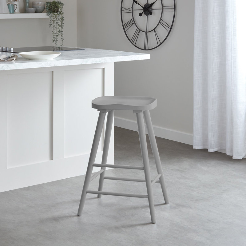 Migdalia Solid Wood Counter Stool, Grey