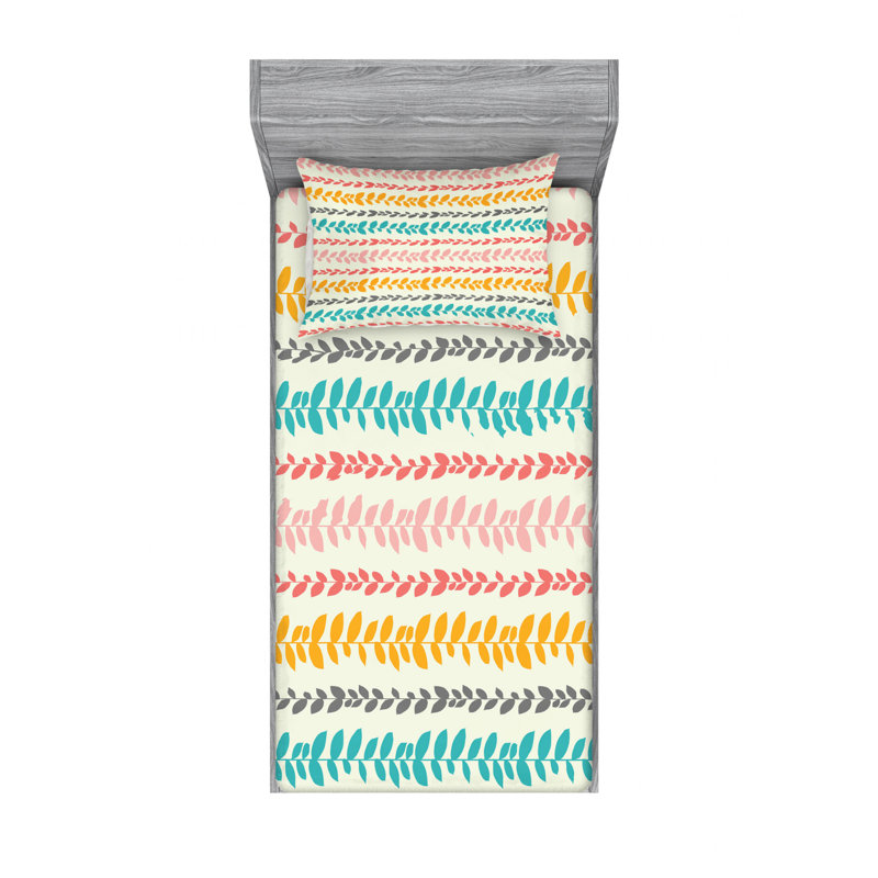 Microfiber Floral Sheet Set, Twin XL Sheet Set with Fitted Sheet