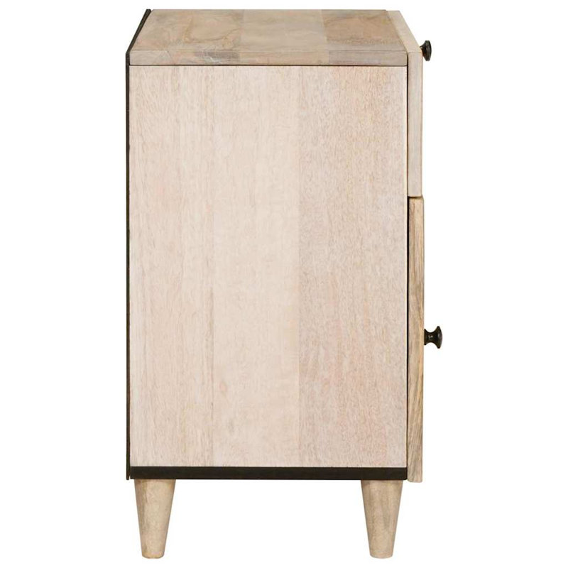 50 cm W Solid Wood Bedside Table, Beige