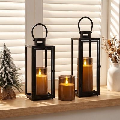 5 PCS Flickering Flameless Candles, Battery Operated Acrylic LED Pillar Candles With Remote Control And Timer, Halloween, Christmas, Valentine's Day, Home, Wedding Decor, D3 X H4" 5" 6" 6"6"