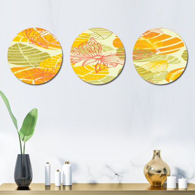 Ensemble de 3 décorations murales papillon et feuilles d'été