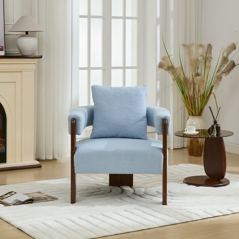 Upholstered 3-legs Accent Chair, Blue