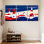 Nautique et plage, phare, vagues, rouge, blanc, bleu, ensemble de 3 impressions sur toile-519855231