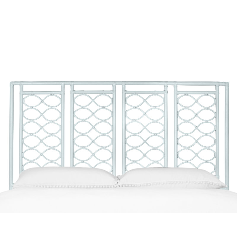 Infinity Wicker/Rattan Open-Frame Headboard, King, Light Blue