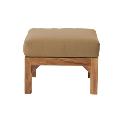 Repose-pieds extérieur en teck avec coussin Sunbrella