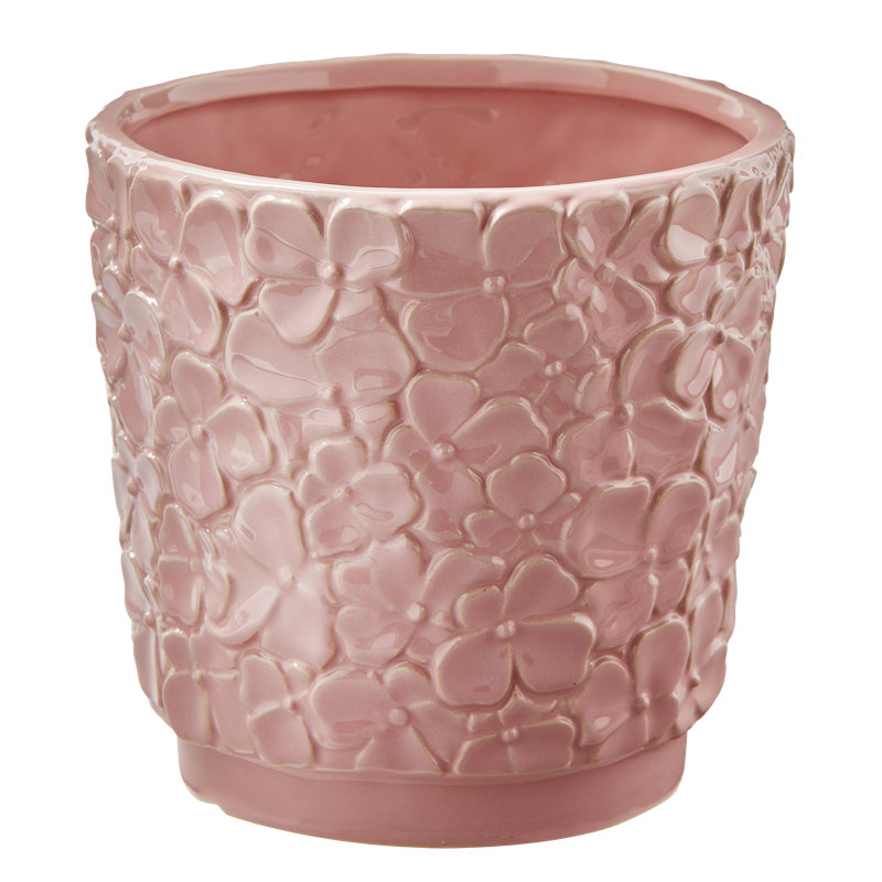 Blossom Large Pink Planter - 7" x 7" x 6.75" - Stylish Garden Pot for Indoor & Outdoor Use - Easy to Clean