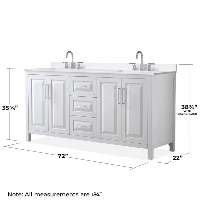 Daria 72'' W Vanity, Polished Chrome, White, White Quartz