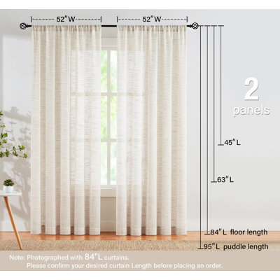 Paire de rideaux semi-transparents en polyester Vetha