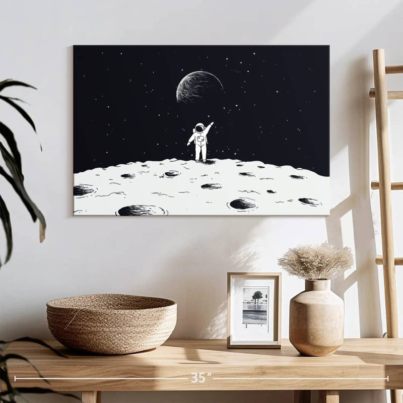 Oberle astronaute sur la lune, H 16 po x l 24 po
