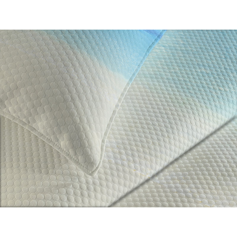 King Size White Quilted Bedspread Set with Coastal Print