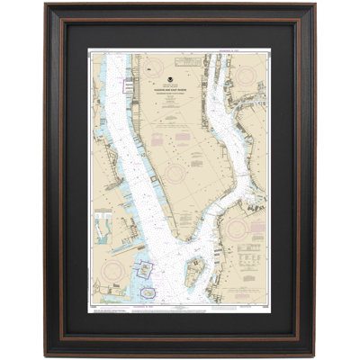 Hudson et East Rivers; Lower Manhattan, NY | Carte nautique | Reproduction encadrée